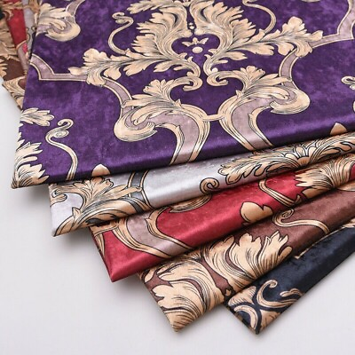 #ad Floral Velvet Fabric Vintage Thick Cloth Retro for Tablecloth Sofa Cushion Cover