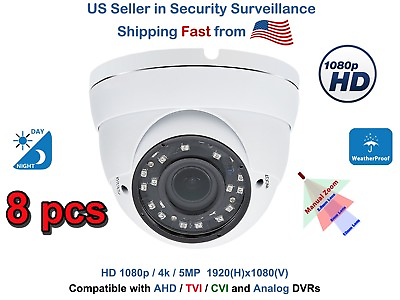 #ad 8x 1080p HD Outdoor Indoor CCTV Security Dome Camera 4in1 HD TVI CVI AHD Analog