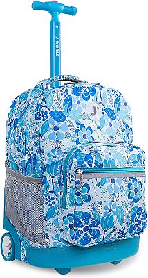 #ad Kids Rolling Backpack for Teen. Roller Bookbag with Wheels Blue Vine 18quot;