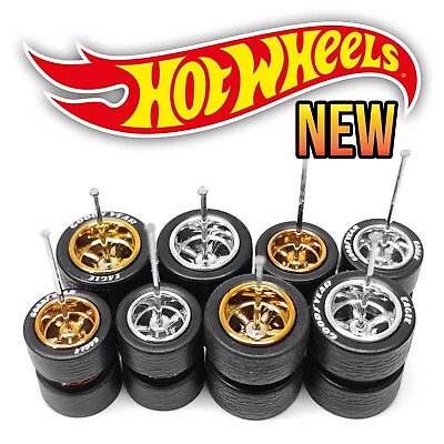 #ad 1 64 Scale 5 SPOKE MUSCLE v4 Real Rider Wheels Rims Tires Set for Hot Wheel