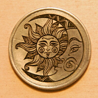 Engraved Hobo Nickel Coin US Quarter Sun and Moon Lucky Charm $14.95