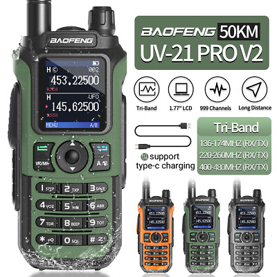 #ad Baofeng UV 21 ProV2 Tri Band Wireless Copy Frequency Walkie Talkie Two Way Radio