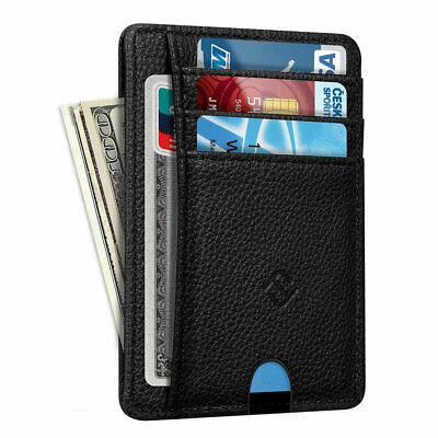 Mens RFID Blocking Leather Slim Wallet Money Clip Credit Card Slots Coin Holder $8.49