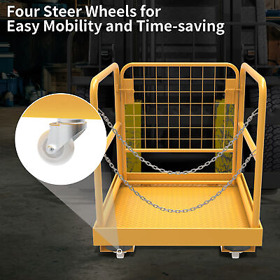 #ad 1150LBS Capacity W 4 Universal Wheels Forklift Basket Man Platform W 3 Chains