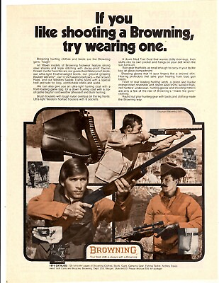 #ad 1974 Print Ad If you like shooting a Browning try wearing one Boots Vest Coats