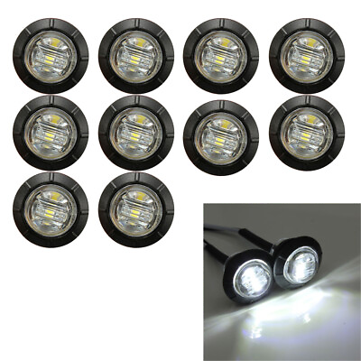 #ad 10X Mini 12V White 3 4quot; Round Side LED Marker Car Trailer Bullet Clearance Lamp