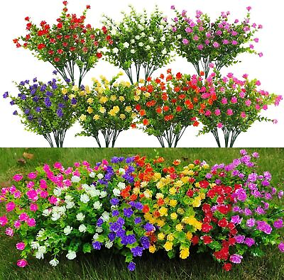 #ad 8 10Pcs Artificial Flowers UV Resistant Faux Flowers Shrubs Indoor Outside Decor