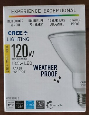 #ad New Cree Lighting Exceptional AR38 Bulb 3000K Dimmable LED Bulb 120W Repl.
