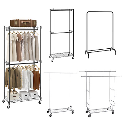 #ad VEVOR Clothes Rack with Wheels Heavy Duty Clothing Garment Rack with Hanging Rod