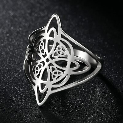 #ad Witch Knot Stainless Steel Ring Women Wiccan Cross Celtics Knot Ring Jewelry