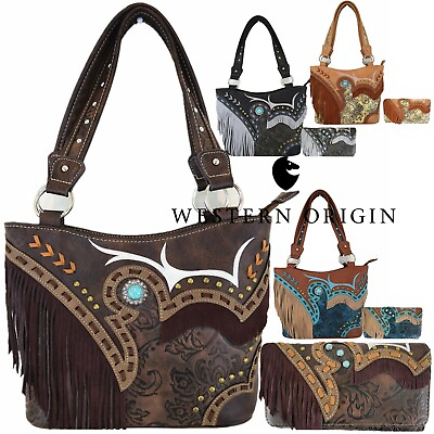 Western Fringe Concealed Carry Purse Country Handbags Women Shoulder Bags Wallet $17.95