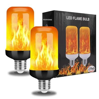 #ad Led Flame Effect Light Bulb4 Modes Flame Lights Bulbs 2 Pack E26 Base Fire ...