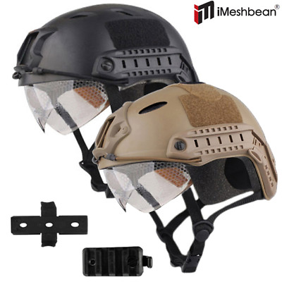#ad New Tactical Airsoft Paintball Military Protective SWAT Fast Helmet w Goggle
