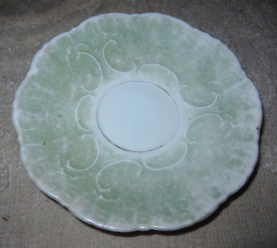 #ad Vintage German maker mark mint green china tea saucer 5 1 2quot;