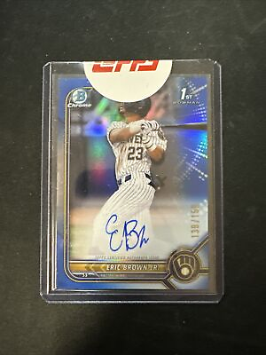 #ad 2022 Bowman Draft Eric Brown Jr Blue Refractor Auto Sealed From Topps Redemption