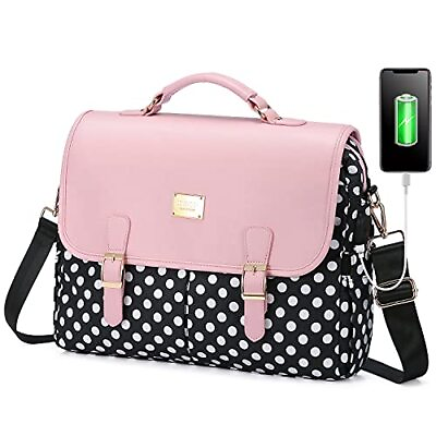 #ad LOVEVOOK Pink Polka Laptop Messenger Bag for Women