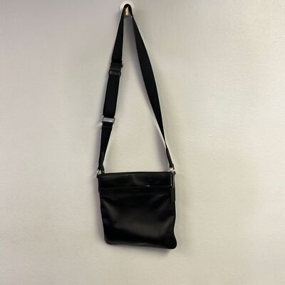 #ad Coach Unisex Black Pebbled Leather Adjustable Strap Messenger Crossbody Bag