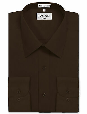 Berlioni Italy Men#x27;s Premium Classic French Convertible Cuff Solid Dress Shirt $23.68