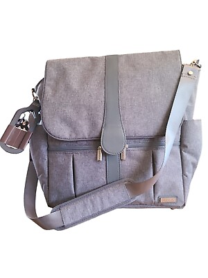 #ad JJ Cole Diaper Bag Gray Heather Backpack Messenger Bag. New With Tags