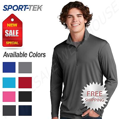 #ad Sport Tek Mens 1 4 Zip Pullover Long Sleeve Lightweight Cadet Collar ST357