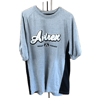 #ad Avirex Short Sleeve T Shirt L Streetwear Blavk Gray Graphic Crew Neck Cotton