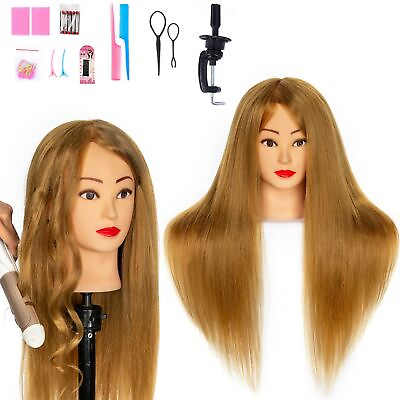 #ad Long Hair Cosmetology Mannequin Head with 60% Real Hair Hairdresser Practice ...