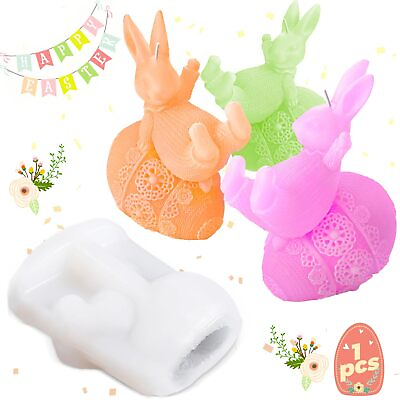 #ad 3D Easter Egg Rabbit Candle Resin Mold Unique Silicone Mold for Candle Makin...