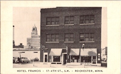 #ad Vintage Postcard Hotel Francis Rochester MN Minnesota c.1930 1945 I 117