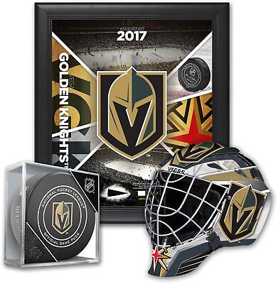 #ad Vegas Golden Knights Fan Bundle With Team 15x17 Frame Mini Goalie Mask amp; Puck