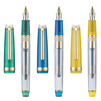#ad New 3 PCS Jinhao 82 Fountain Pen Mixed Color Acrylic EF F M Gold Trim Pen Set