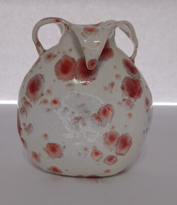 #ad Blood Spot Glazed Amateur Signed Handmade Bud Vase Love Valentine Gift Flowers