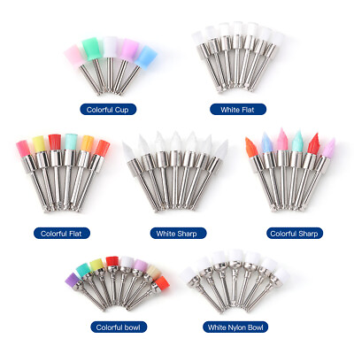 #ad 100pcs box Dental Nylon Polishing Brushes Cup Colorful Kit Bowl Sharp Flat Brush