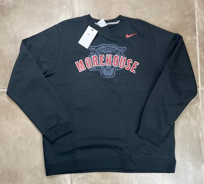 #ad Nike Morehouse College Maroon Tigers Sweater Adult XL Black Club Fleece Crew