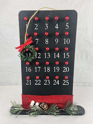 #ad Wooden Christmas Advent Countdown Calendar Snowman’s Top Hat 13” Farmhouse Decor