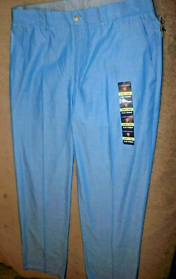 #ad SADDLEBRED pants men blue 100% COTTON FLAT FRONT STRAIGHT FIT NEW 30x30 B85