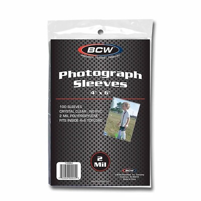 #ad 100 BCW 4x6 Photo Sleeves Postcard Sleeves Clear Soft Acid Free 4 x 6 Inch New