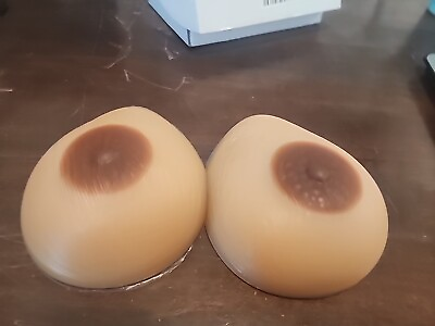 #ad SILICONE D CUPS BREAST FORMS teardrop TG MASTECTOMY ‐ 1000gr Nude Brown