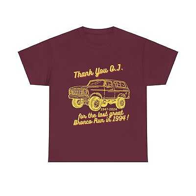 #ad Thank You O.J. for the Last great Bronco Run in 1994 Gold Print T Shirt