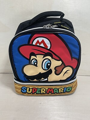 #ad Nintendo Super Mario Soft Sided Double Compartment Lunch Box Bag Insulated