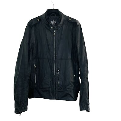 #ad Express Moto Style Full Zip Black Mens Jacket Size: L