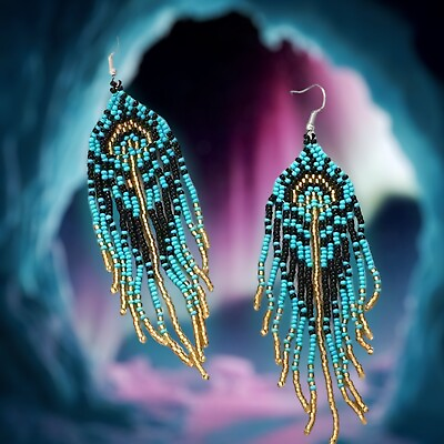 #ad Handmade Native American Style Beaded Tassel Fashion* Earrings Long