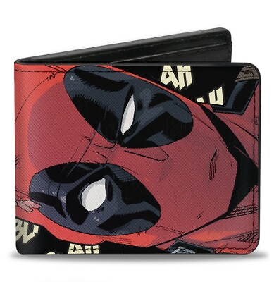 #ad Deadpool Face Close Up Blah Blah Blah Marvel Comics Bifold Wallet Marvel