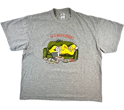 #ad Vintage 2002 The Simpsons Homer Simpson Graphic Print T Shirt Mens Gray Size XL