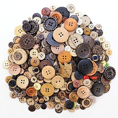 #ad TCOTBE 600 Pcs Assorted Sizes Wooden Buttons Mixed Colors Coconut Shell Wood ...