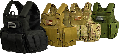 #ad Tactical Vest Plate carrier Black Multicam Coyote OD FDE Armor Plates Available