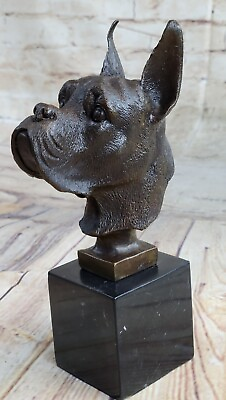 #ad Hand Made Bronze Dog Boxer Pups Terrier Animal Ornament Vintage Statue Sculpture