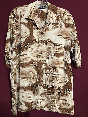 #ad Hula Bay Honolulu Hawaiian Shirt Rayon sz.L