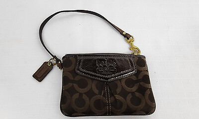 #ad Coach Leather Wristlet Small Complete Brown