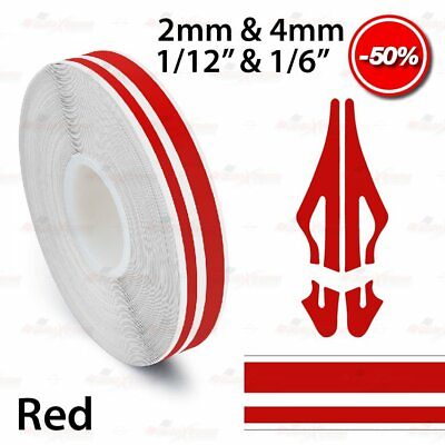 #ad RED 12mm 1 2quot; Roll PinStripe PinStriping Double Trim Line Tape Vinyl Car STICKER