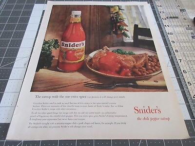 #ad 1959 Snider#x27;s Chili Pepper Catsup Ketchup Food Vintage Print Ad